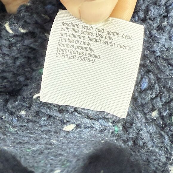 St John's Bay Women's Long Sleeve Cable Knit Sweater Size MP Blue Marble - Picture 9 of 16